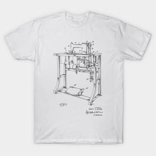 Sewing Machine Power Transmission System Vintage Patent Hand Drawing T-Shirt